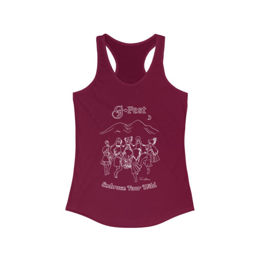 Maroon tank top printed with G•Fest Embrace your Wild image